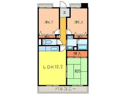 春荘館花水木(3LDK/3階)の間取り写真