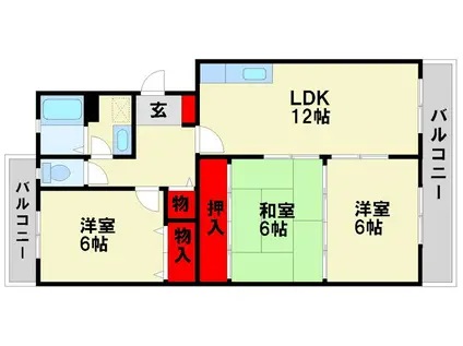 ファミーユ筑紫(3LDK/3階)の間取り写真