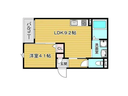 TS岡上の町(1LDK/2階)の間取り写真