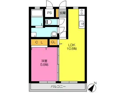 C.G.O ルミエール(1LDK/1階)の間取り写真