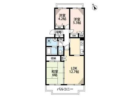 パークヒル飯山満(3LDK/3階)の間取り写真
