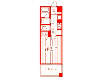 ライムレジデンス汐入(1K/5階)の間取り写真