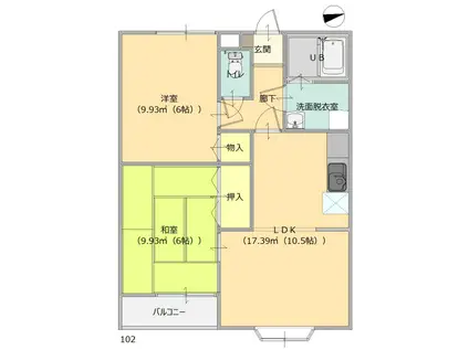 タツミヤハイツ(2LDK/1階)の間取り写真