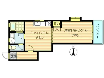 高塚コーポ(1DK/2階)の間取り写真