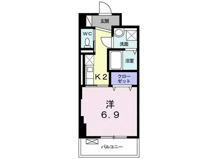 パークサイド K(1K/4階)の間取り写真