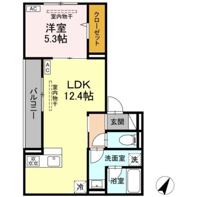 ドムスクレスト南林間(1LDK/3階)の間取り写真