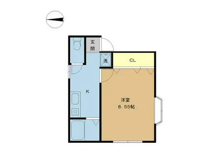 コンフォート鐙(1K/1階)の間取り写真