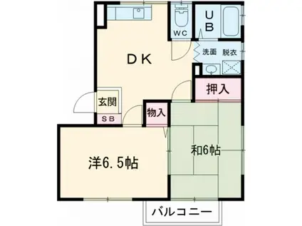 ライカハウスB(2DK/2階)の間取り写真