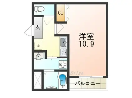 フジパレス堺大浜中町II番館(1K/2階)の間取り写真