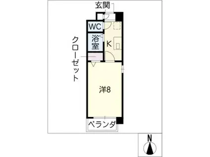 ウイング金山(1K/2階)の間取り写真