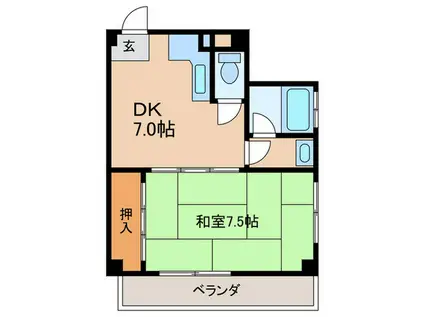 住友ハイツ(1DK/5階)の間取り写真