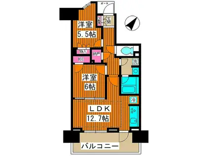 プラウドシティ池袋本町(2LDK/4階)の間取り写真