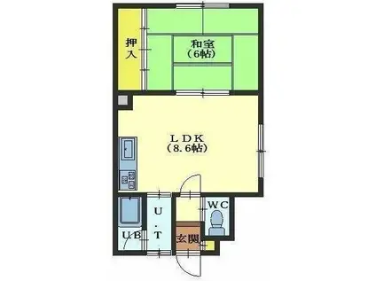 コーポ花園NO.3(1DK/2階)の間取り写真