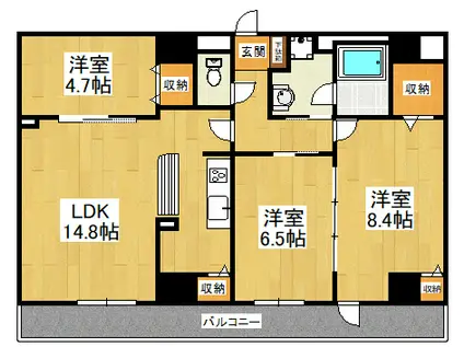 カスタリア船橋II(3LDK/3階)の間取り写真