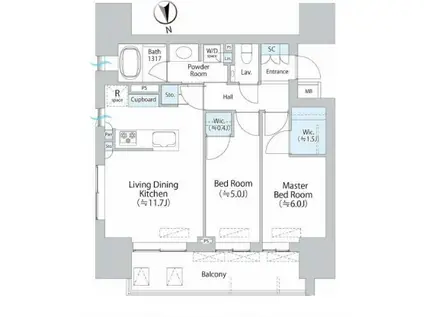 パークホームズ本郷三丁目(1LDK/4階)の間取り写真