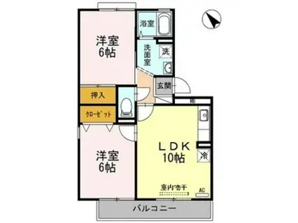 グランドソレーユ長府 C棟(2LDK/1階)の間取り写真