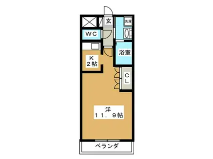 パストラールファイブ(1K/1階)の間取り写真