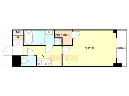 ワコーレヴィータ明石リーヴァ(1K/6階)の間取り写真