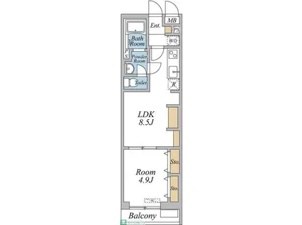 リブリ・北綾瀬(1LDK/2階)の間取り写真