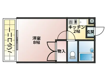パッシオーネ(1K/1階)の間取り写真
