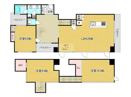 アーバネックス淀屋橋(2LDK/9階)の間取り写真