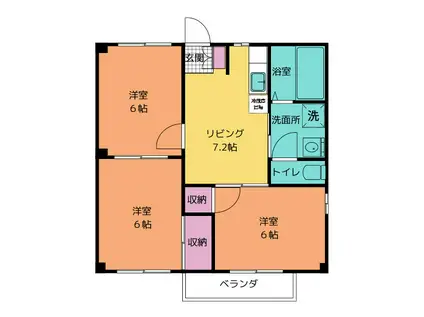 ニューシティ雅I(3DK/1階)の間取り写真