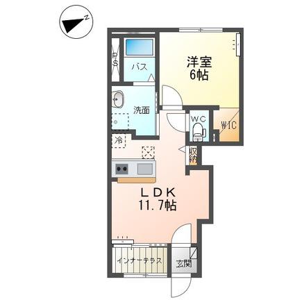 取手市寺田アパート(1LDK/1階)の間取り写真