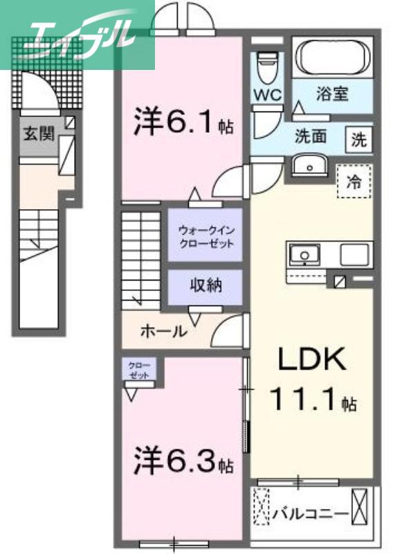 ディリジェントナイン(2LDK/2階)の間取り写真