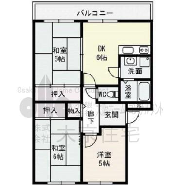 サンライズ青山(3DK/3階)の間取り写真