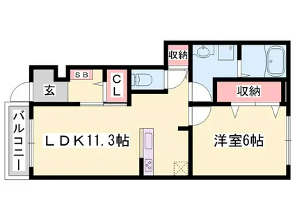 ファイン コルソII(1LDK/1階)の間取り写真