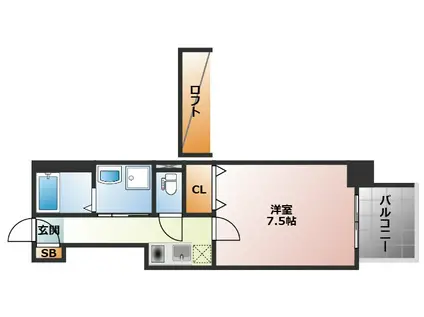 ビガーポリス112日本橋(1K/8階)の間取り写真
