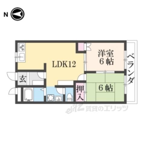 ボヌール西大寺B(2LDK/2階)の間取り写真