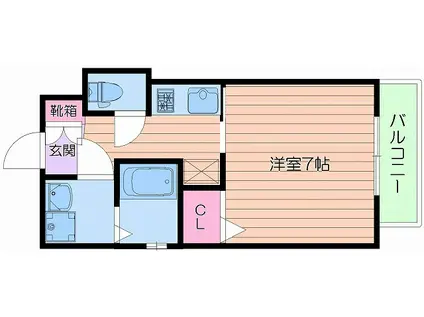 ミリアン四天王寺夕陽丘(1K/6階)の間取り写真