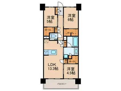 クリオ名東本郷(3LDK/4階)の間取り写真