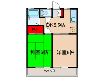 ハイムヒロ(2DK/2階)の間取り写真