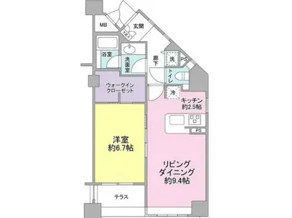 グリーンテラス世田谷(1LDK/2階)の間取り写真