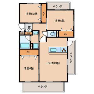 クレールコパンII(3LDK/2階)の間取り写真