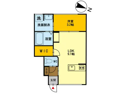 LA・TIDA(1LDK/1階)の間取り写真