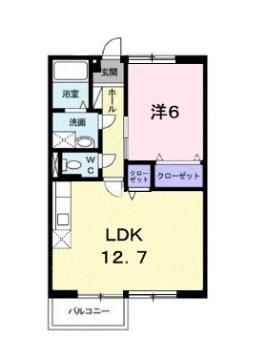 イプシロンB(1LDK/2階)の間取り写真