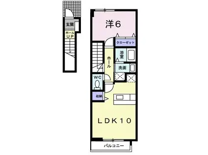 フォレスト小田中B(1LDK/2階)の間取り写真