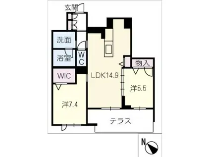 ベルラシック(2LDK/1階)の間取り写真