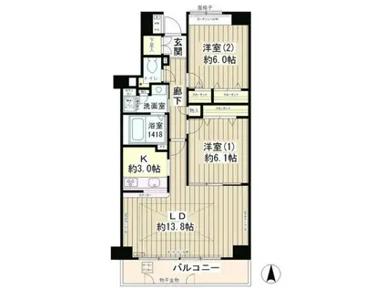 メゾン・シャルム(2LDK/4階)の間取り写真