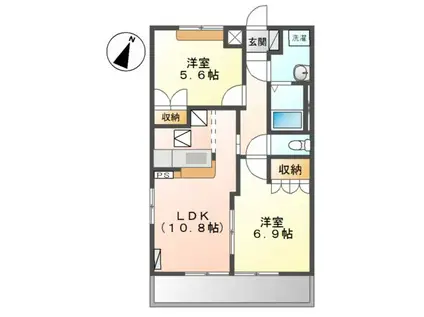 ミネルバB棟(2LDK/1階)の間取り写真