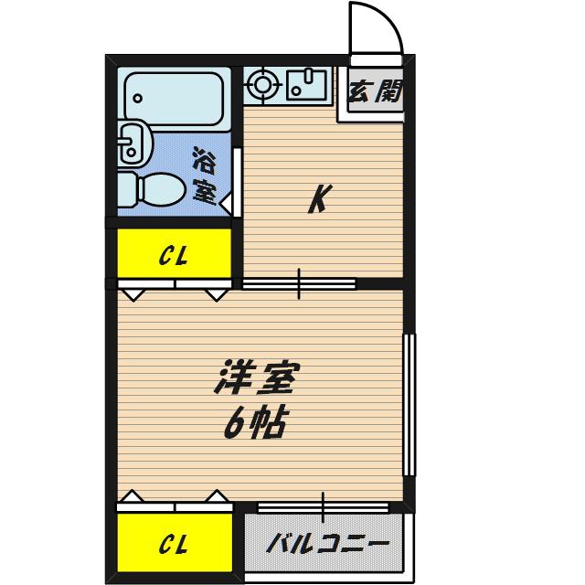 レヂデンスパート1(1K/2階)の間取り写真