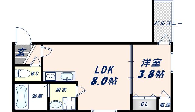 F ASECIA近大前(1LDK/3階)の間取り写真