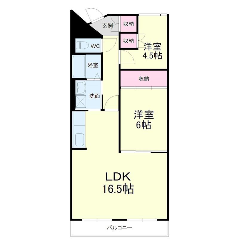 シティプレイス(2LDK/5階)の間取り写真