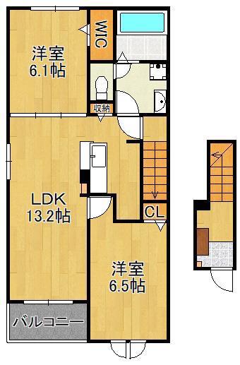 アルシオーネ B(2LDK/2階)の間取り写真