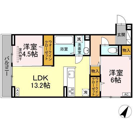 フラネーヴェ(2LDK/3階)の間取り写真