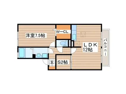 ウィステリア(1SLDK/2階)の間取り写真
