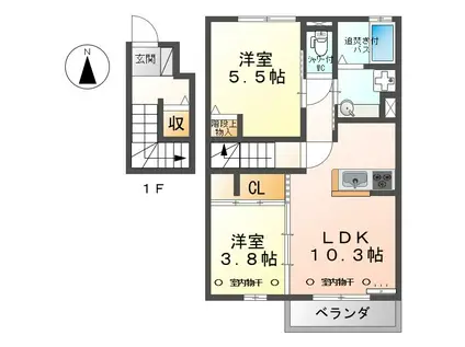 LIEN N棟(2LDK/2階)の間取り写真